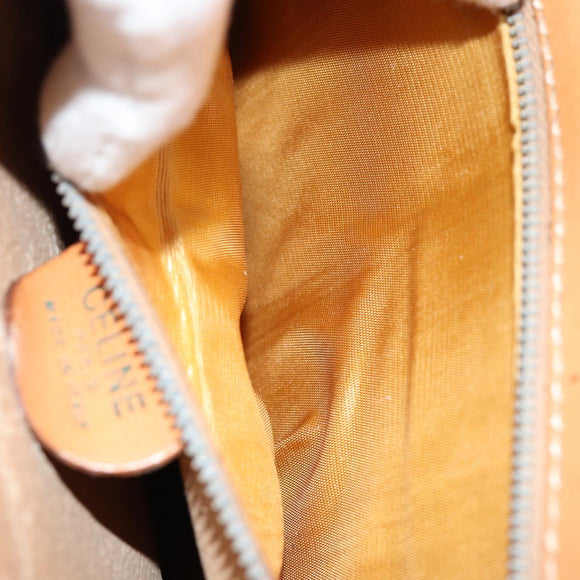 CELINE Macadam Canvas Umhängetasche Beige Gold Auth 86227