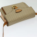 CELINE Macadam Canvas Shoulder Bag Beige Gold Auth 86227-6
