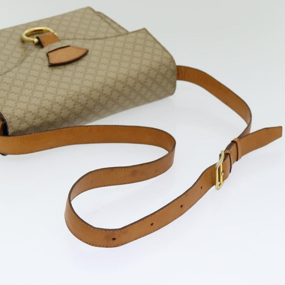CELINE Macadam Canvas Umhängetasche Beige Gold Auth 86227