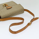 CELINE Macadam Canvas Shoulder Bag Beige Gold Auth 86227-7