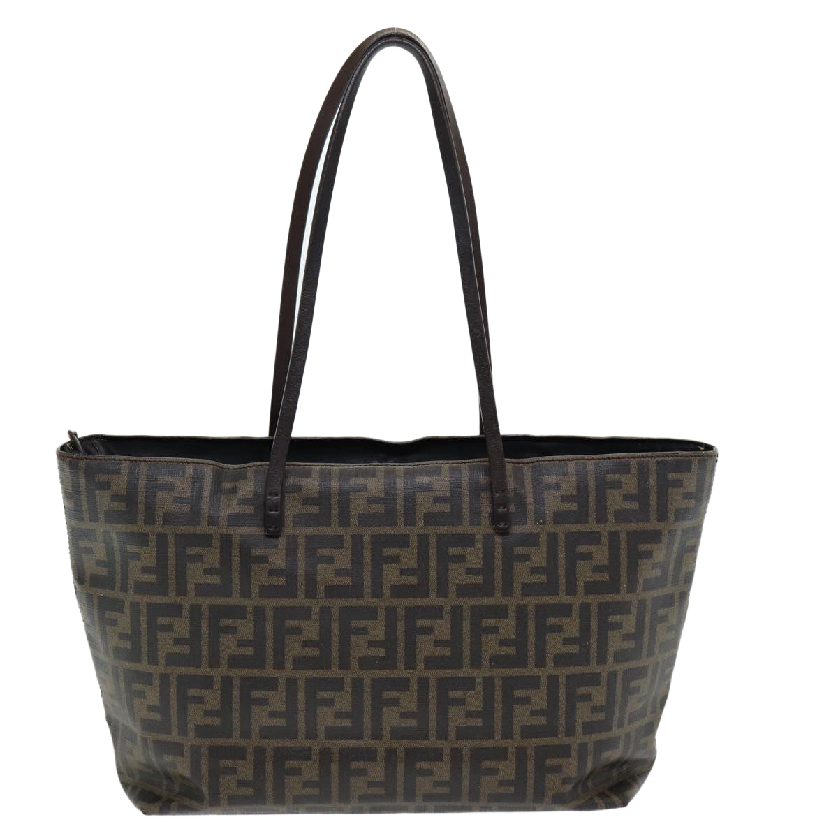 FENDI Zucca Canvas Tote Bag Brown Black gold Auth 86249