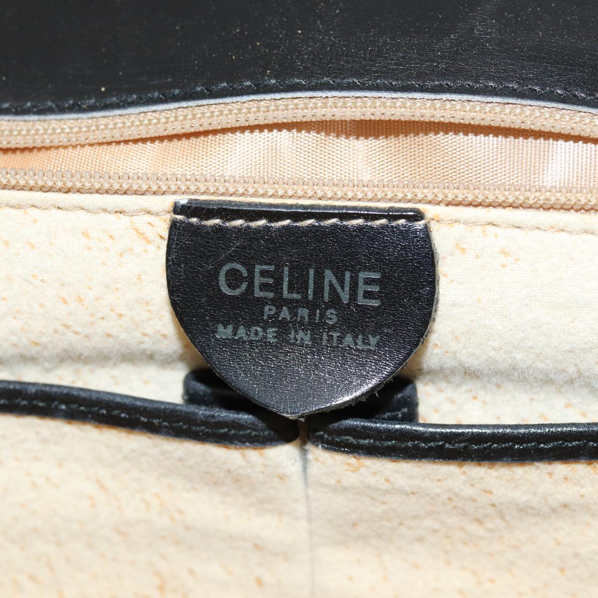 CELINE Shoulder Bag Leather Black Gold Auth 86257