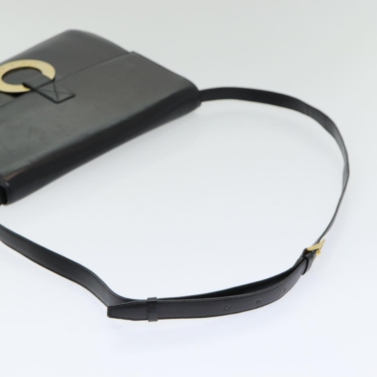 CELINE Shoulder Bag Leather Black Gold Auth 86257