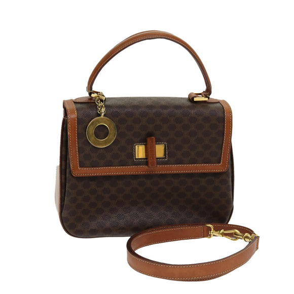 CELINE Macadam Canvas Handtasche PVC-Leder 2-Wege Braun Gold Authentisch 86265