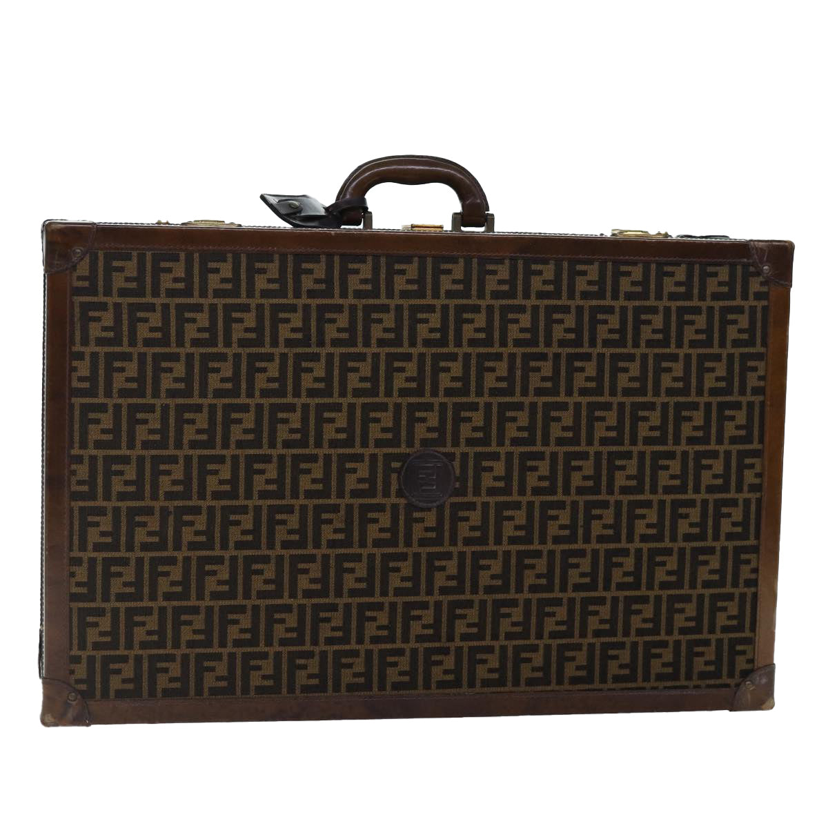 FENDI Zucca Canvas Trunk Brown Auth 86274