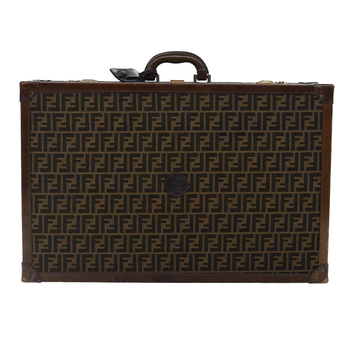 FENDI Zucca Canvas Trunk Brown Auth 86274