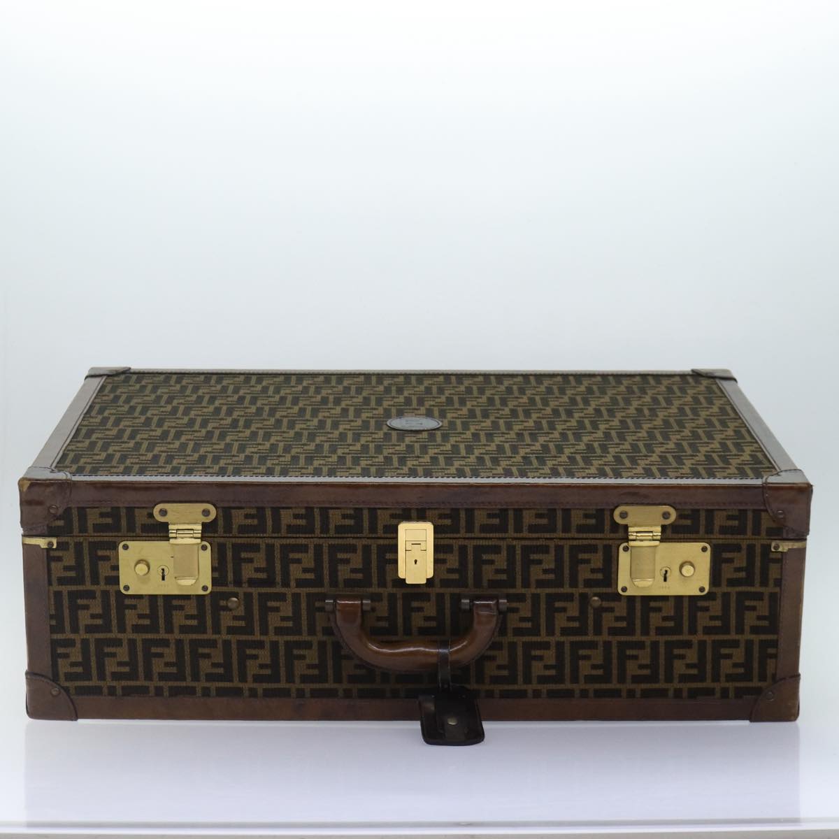 FENDI Zucca Canvas Trunk Brown Auth 86274