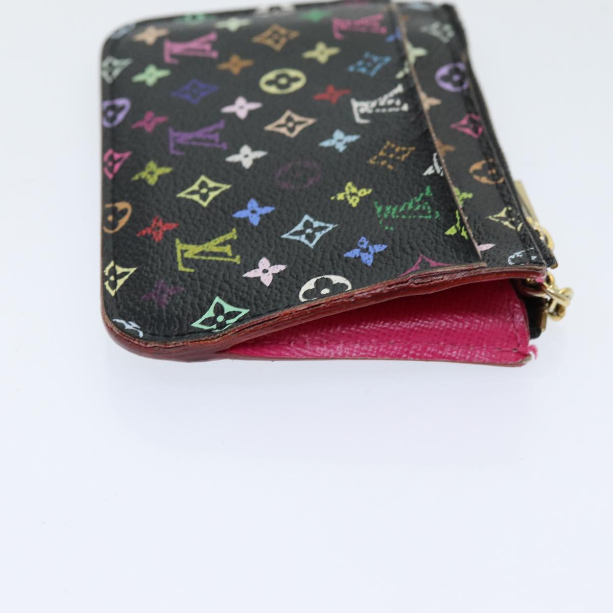 LOUIS VUITTON Multicolor Pochette ClesNM Coin Purse Black M60279 LV Auth 86296