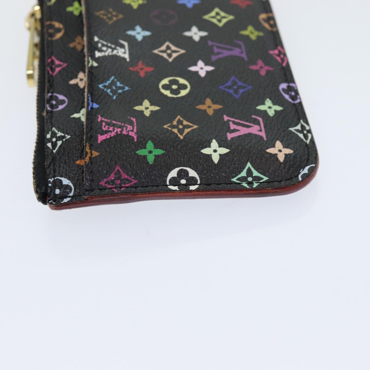 LOUIS VUITTON Multicolor Pochette ClesNM Coin Purse Black M60279 LV Auth 86296