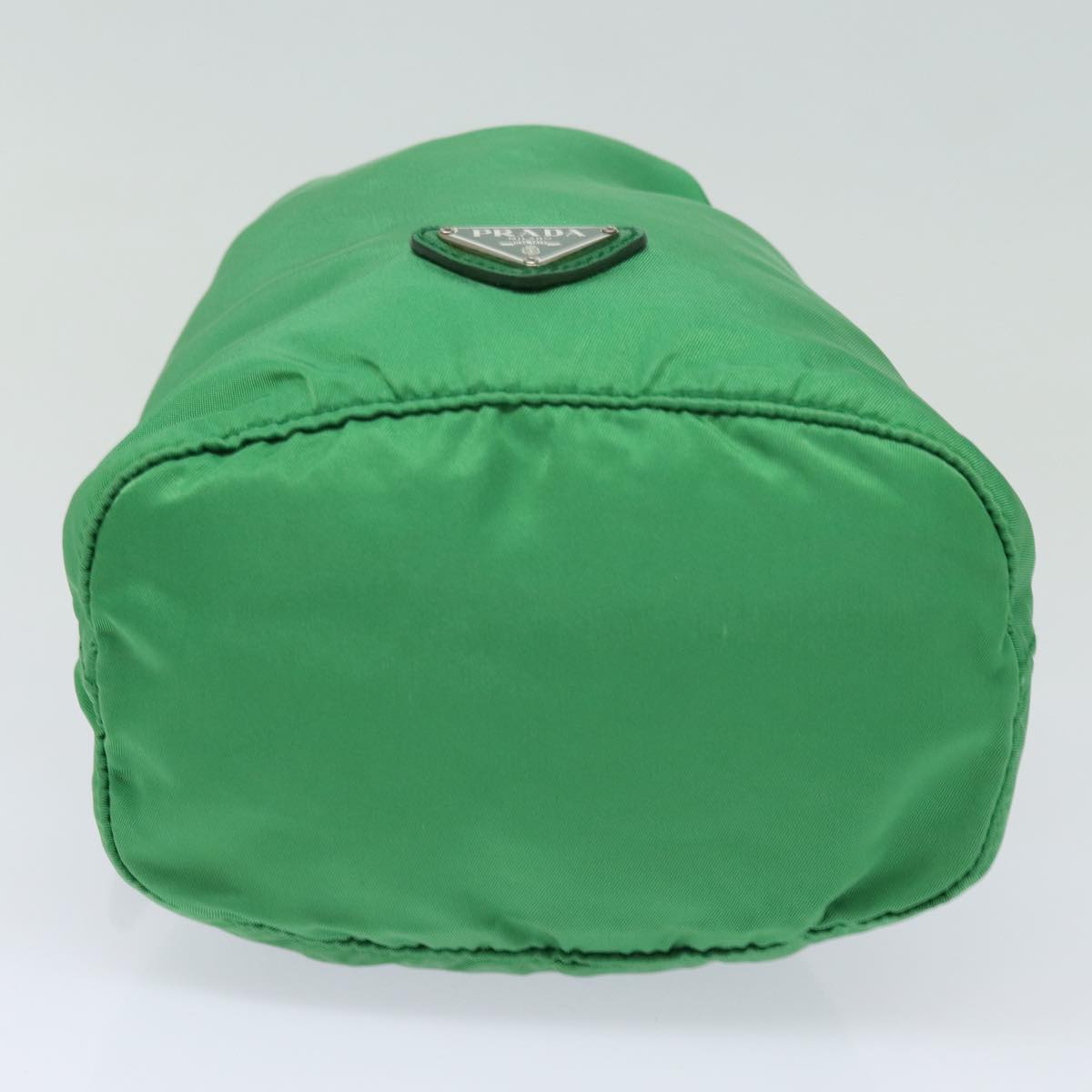 PRADA Drawstring Pouch Nylon Green Silver Auth 86300