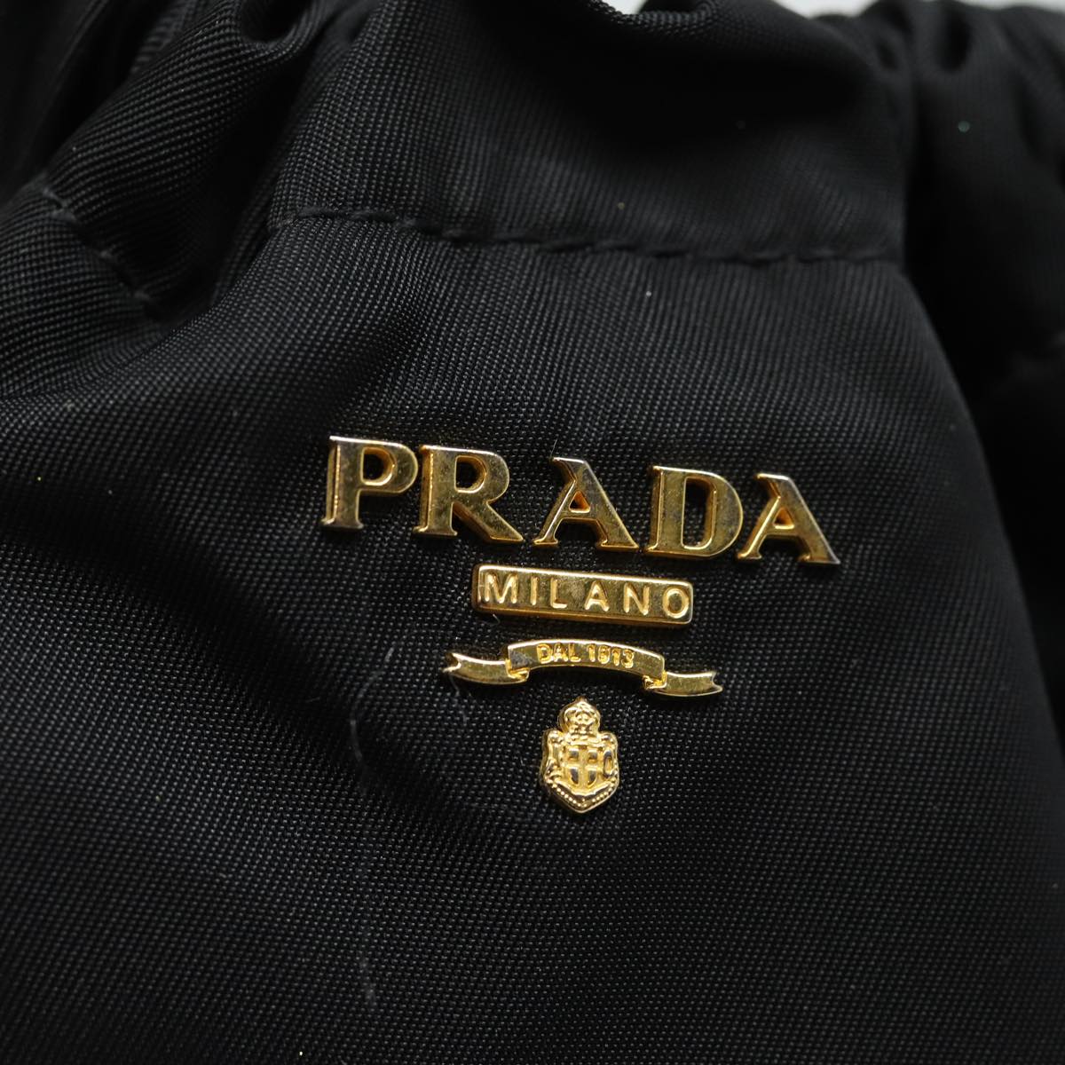 PRADA Drawstring Pouch Nylon Black Auth 86301