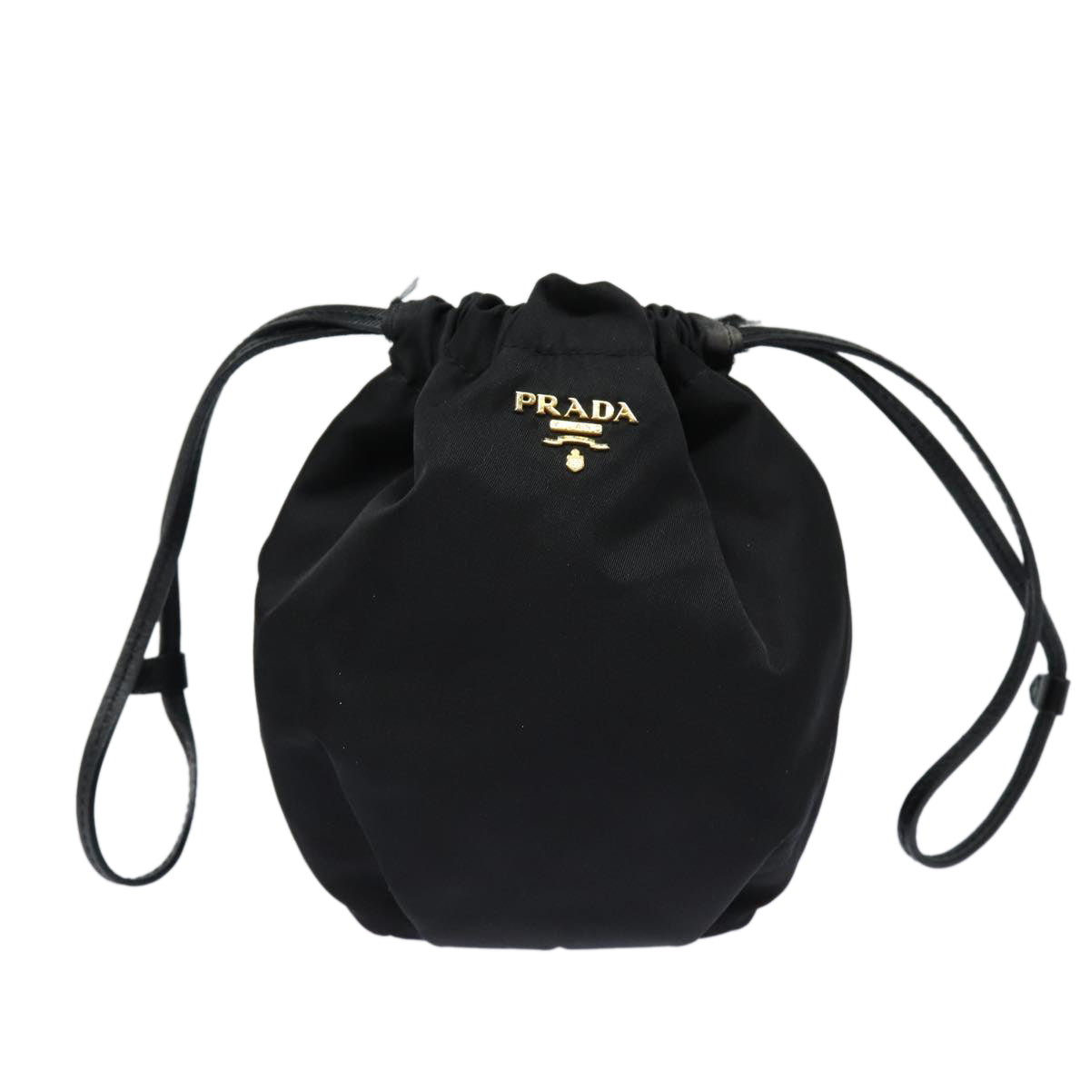 PRADA Drawstring Pouch Nylon Black Auth 86301