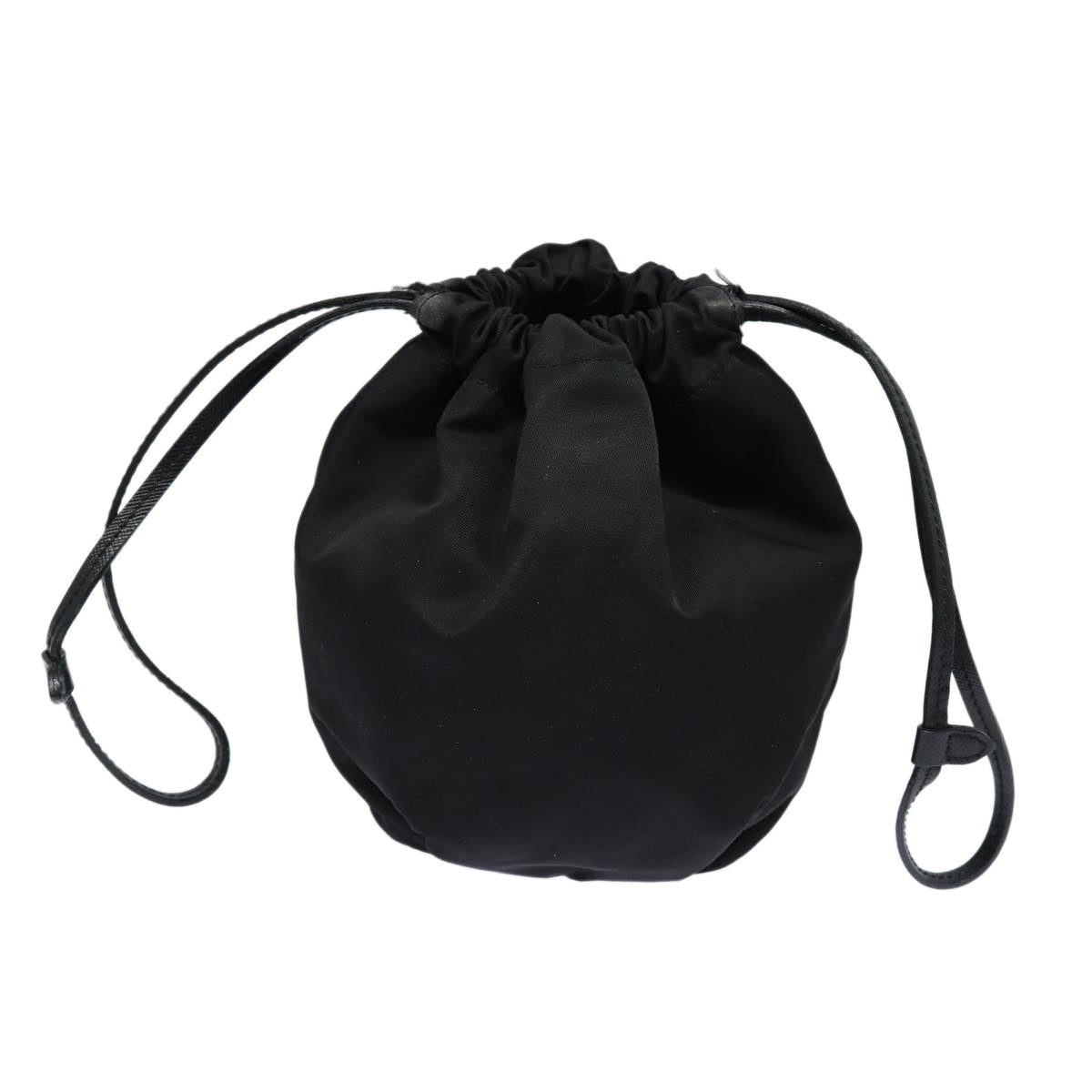 PRADA Drawstring Pouch Nylon Black Auth 86301 - 0