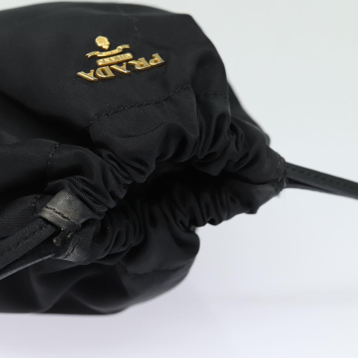 PRADA Drawstring Pouch Nylon Black Auth 86301