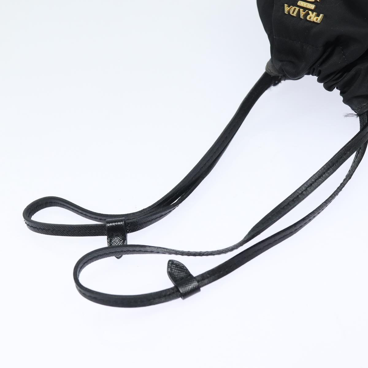 PRADA Drawstring Pouch Nylon Black Auth 86301