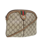 GUCCI GG Canvas Web Sherry Line Shoulder Bag PVC Beige Gold 68.02.047 Auth 86305-1