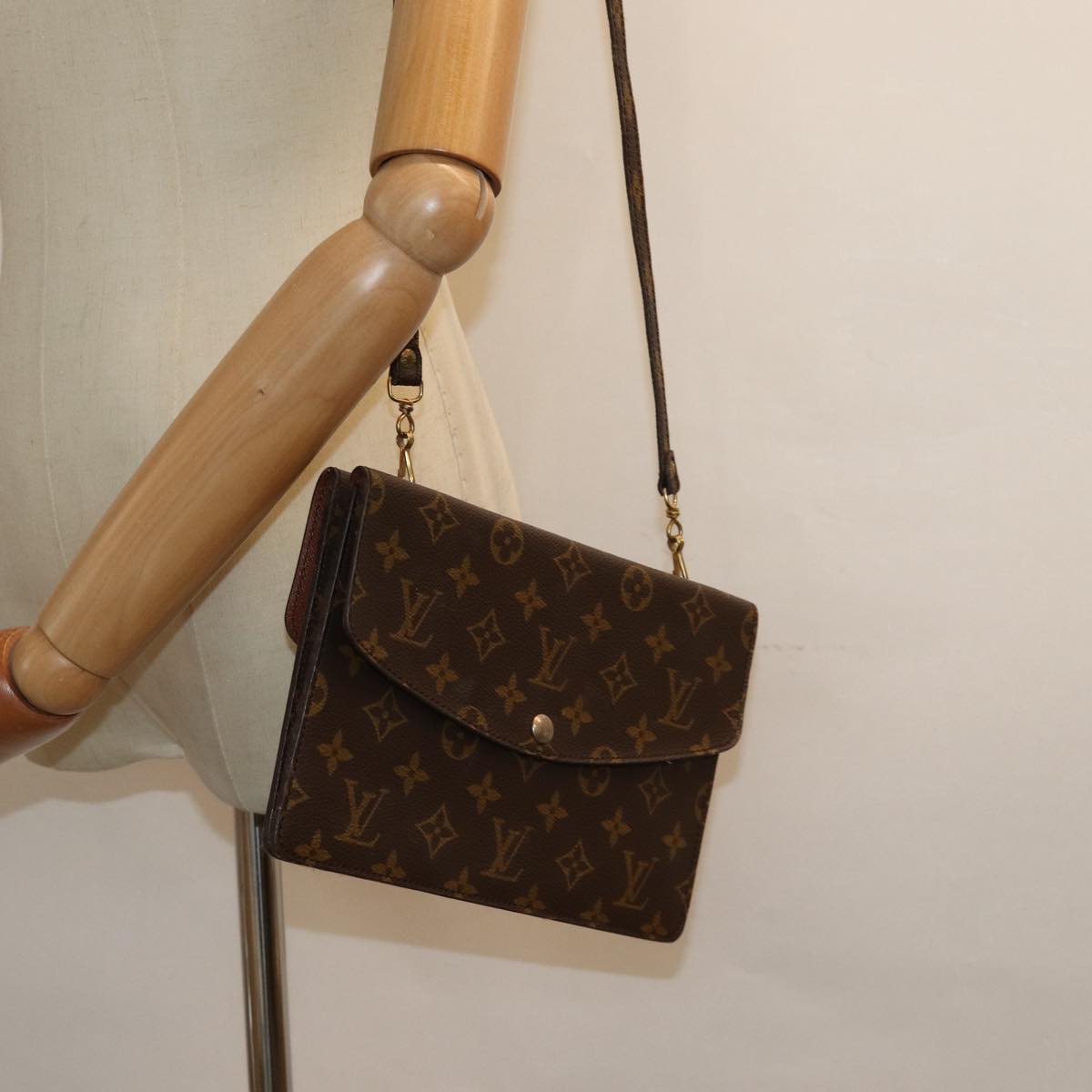 LOUIS VUITTON Monogram Double Rabat Shoulder Bag M51815 LV Auth 86319