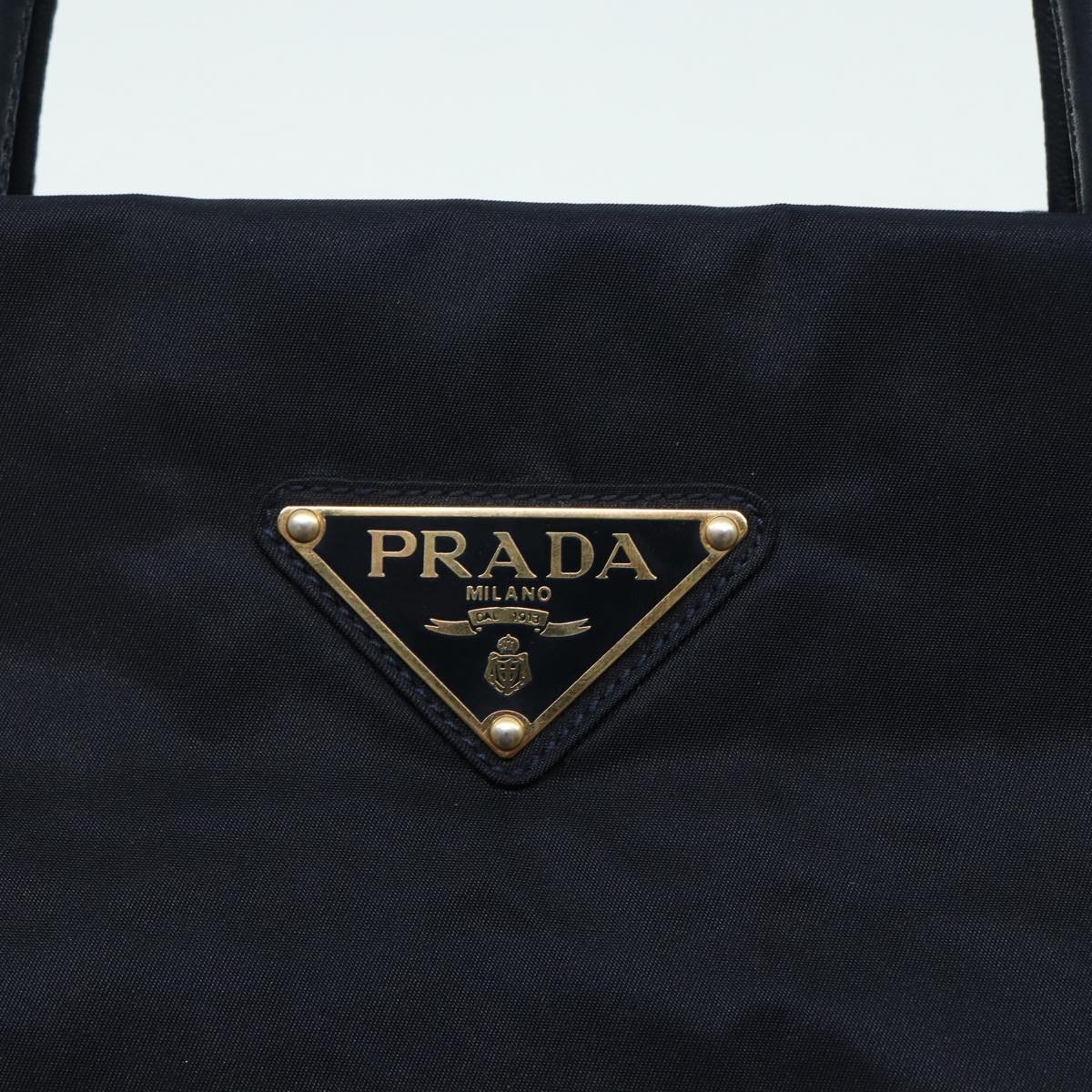 PRADA Hand Bag Nylon Navy Silver Auth 86341