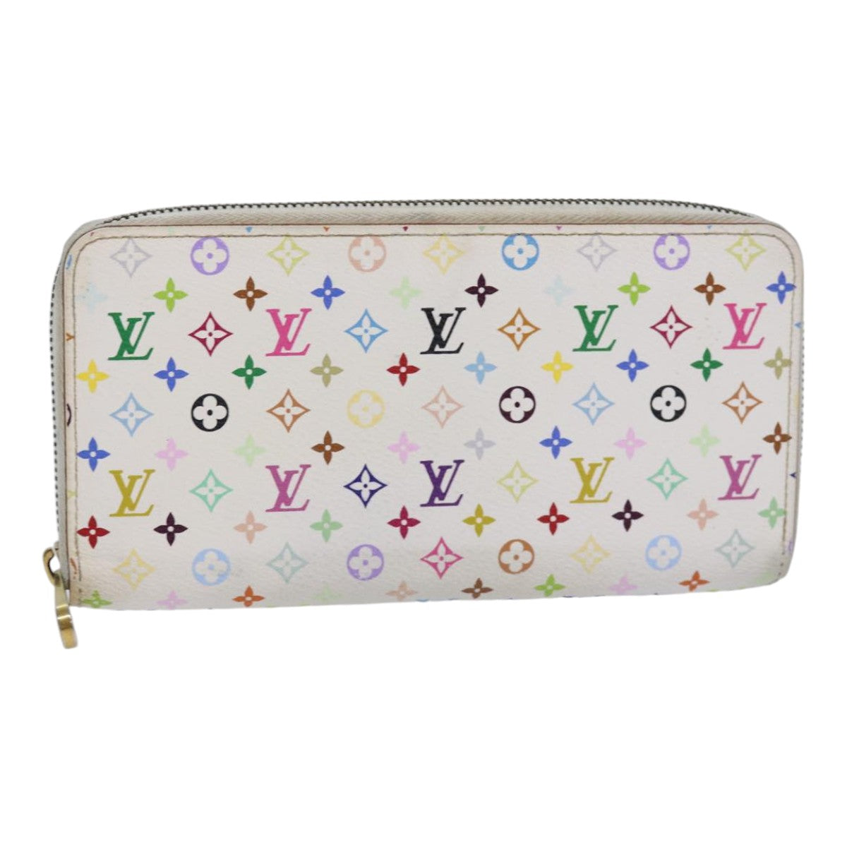 LOUIS VUITTON Monogram Multicolor Zippy Wallet White M60241 LV Auth 86348