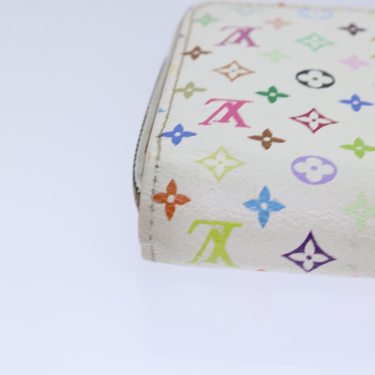 LOUIS VUITTON Monogram Multicolor Zippy Wallet White M60241 LV Auth 86348