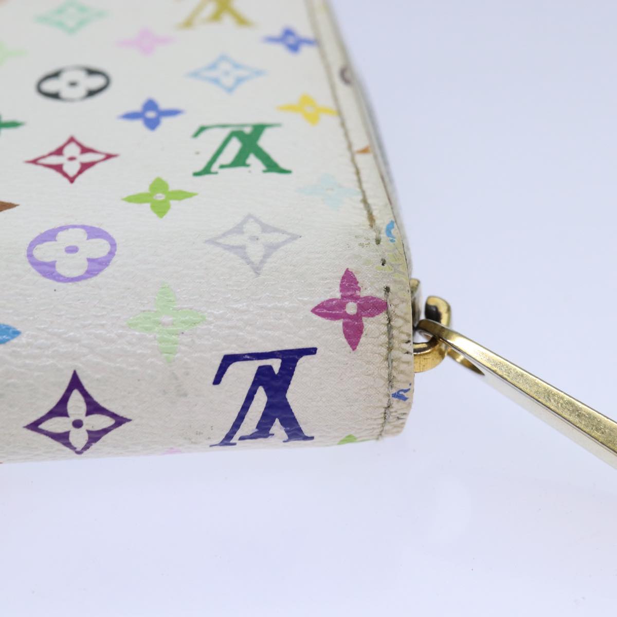 LOUIS VUITTON Monogram Multicolor Zippy Wallet White M60241 LV Auth 86348