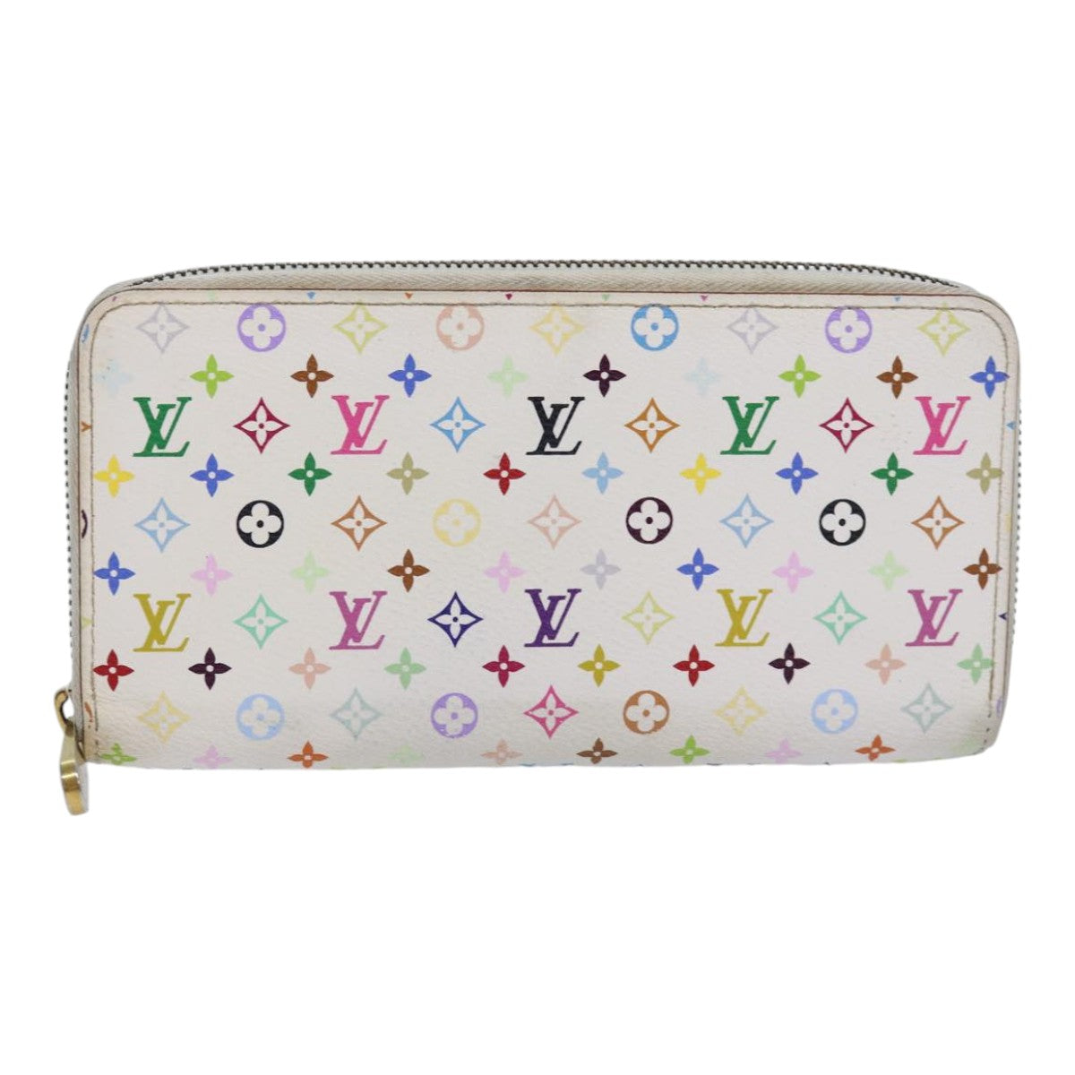 LOUIS VUITTON Monogram Multicolor Zippy Wallet White M60241 LV Auth 86348