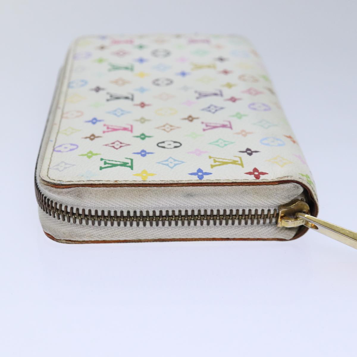 LOUIS VUITTON Monogram Multicolor Zippy Wallet White M60241 LV Auth 86348