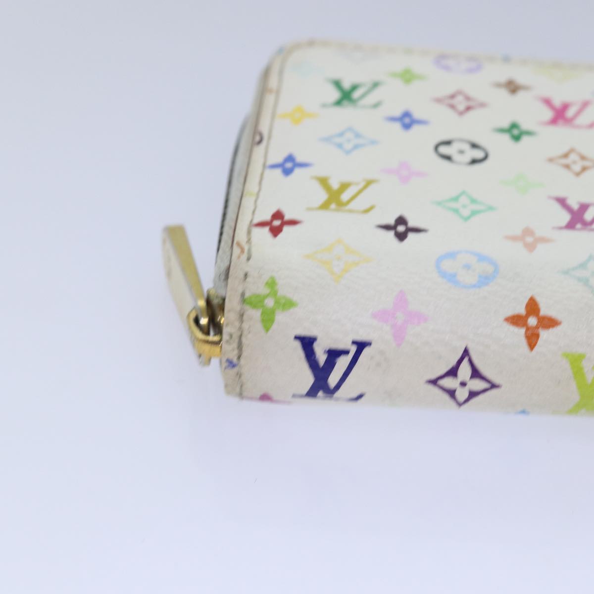 LOUIS VUITTON Monogram Multicolor Zippy Wallet White M60241 LV Auth 86348