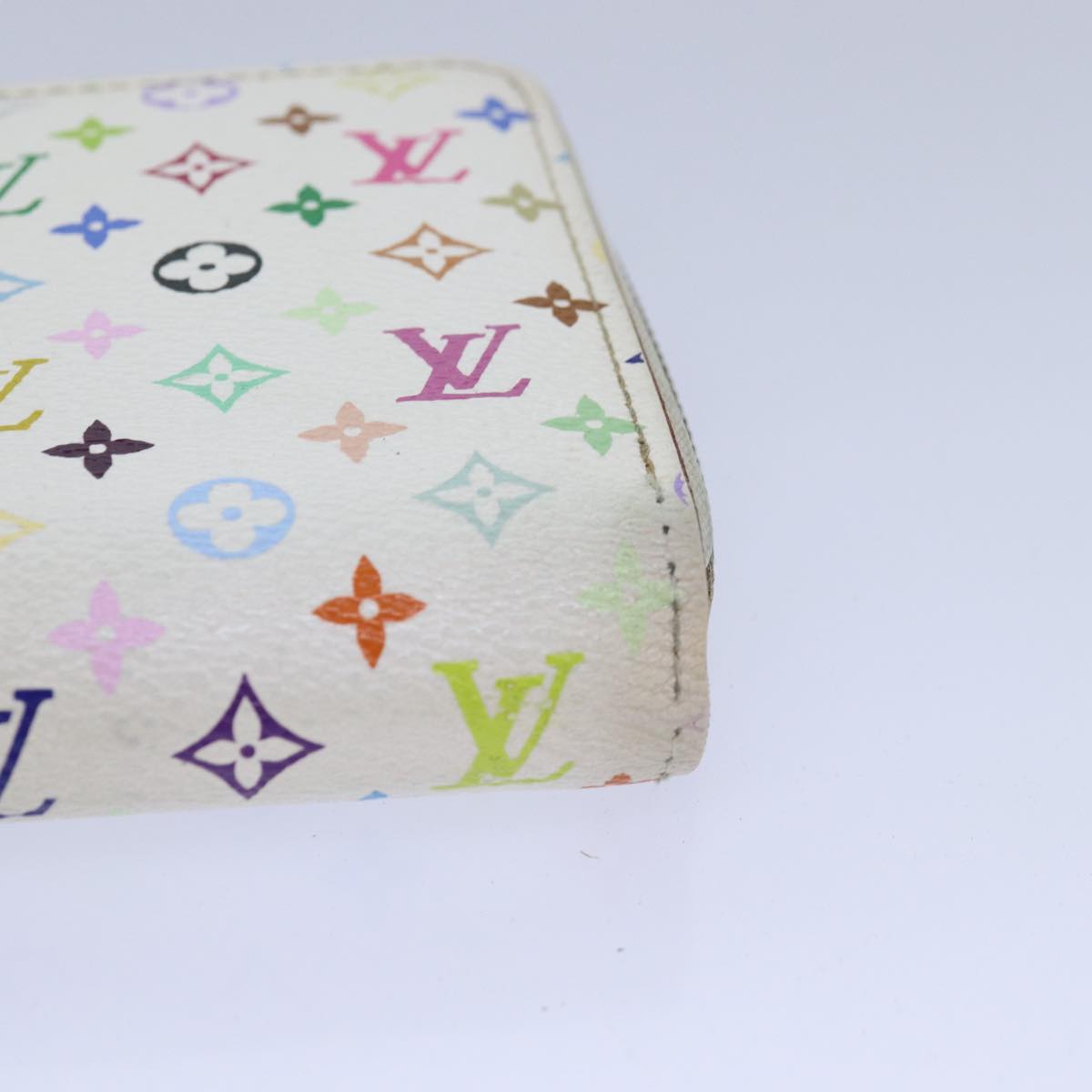 LOUIS VUITTON Monogram Multicolor Zippy Wallet White M60241 LV Auth 86348