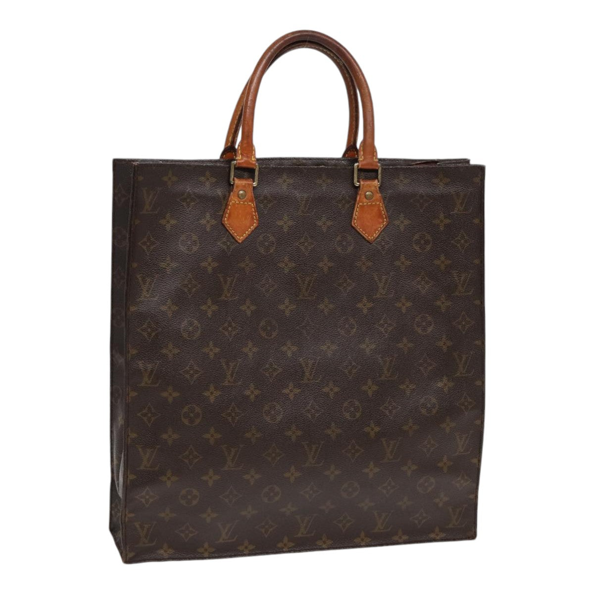 LOUIS VUITTON Monogram Sac Plat Hand Bag M51140 LV Auth 86400