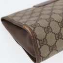 GUCCI GG Supreme Web Sherry Line Clutch Bag PVC Beige Rot 89 01 030 Auth 86403-7