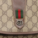 GUCCI GG Supreme Web Sherry Line Clutch Bag PVC Beige Rot 89 01 030 Auth 86403-8