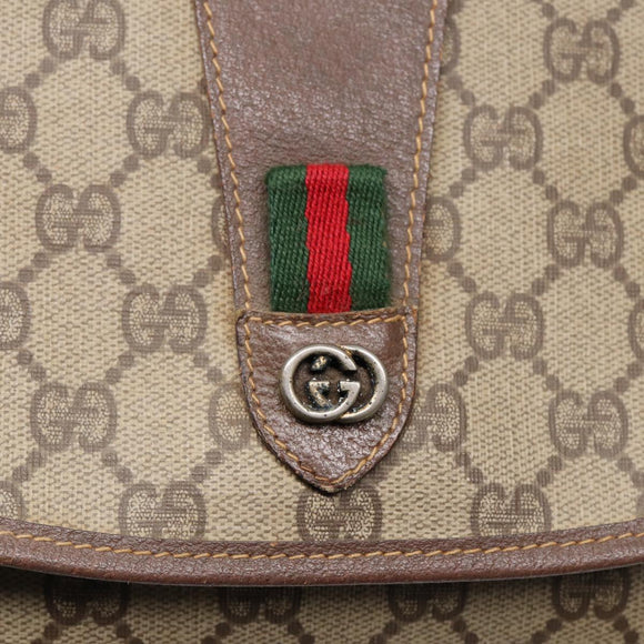GUCCI GG Supreme Web Sherry Line Clutch Bag PVC Beige Rot 89 01 030 Auth 86403