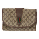 GUCCI GG Supreme Web Sherry Line Clutch Bag PVC Beige Rot 89 01 030 Auth 86403-13