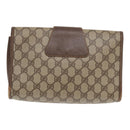 GUCCI GG Supreme Web Sherry Line Clutch Bag PVC Beige Rot 89 01 030 Auth 86403-2