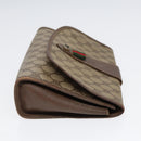 GUCCI GG Supreme Web Sherry Line Clutch Bag PVC Beige Rot 89 01 030 Auth 86403-4