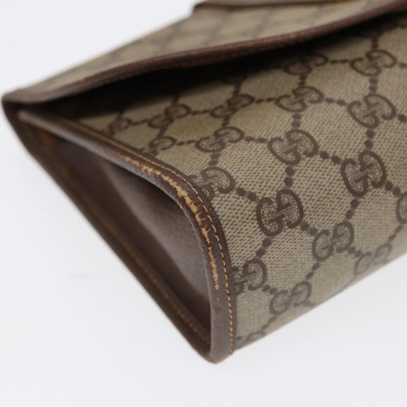 GUCCI GG Supreme Web Sherry Line Clutch Bag PVC Beige Rot 89 01 030 Auth 86403