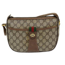 GUCCI GG Canvas Web Sherry Line Shoulder Bag PVC Beige Green Red Auth 86406-13
