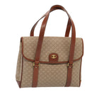 CELINE Macadam Canvas Hand Bag Beige Gold Auth 86426-1