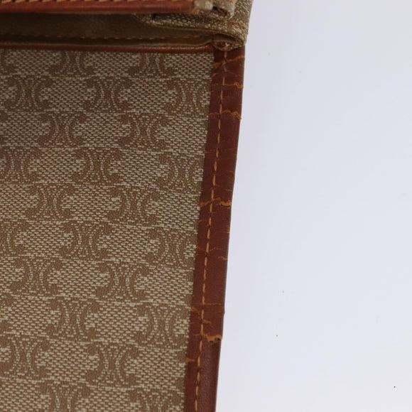 CELINE Macadam Canvas Hand Bag Beige Gold Auth 86426