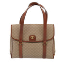 CELINE Macadam Canvas Hand Bag Beige Gold Auth 86426-13