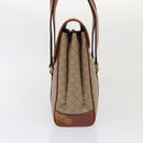 CELINE Macadam Canvas Hand Bag Beige Gold Auth 86426-3