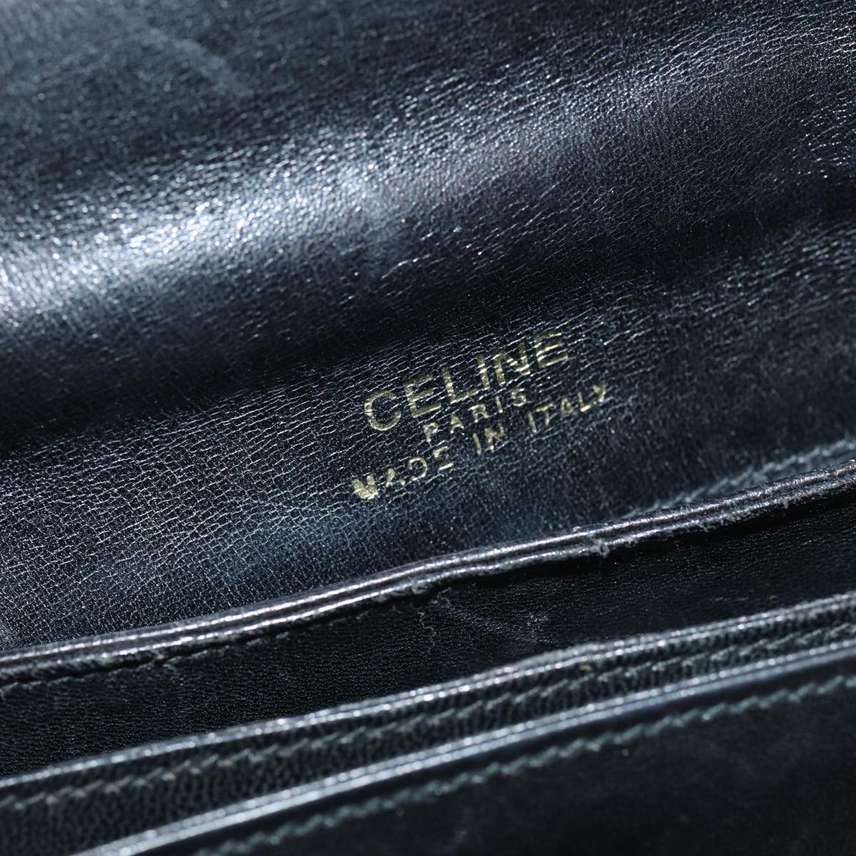 CELINE Shoulder Bag Leather Gold Black Auth 86434