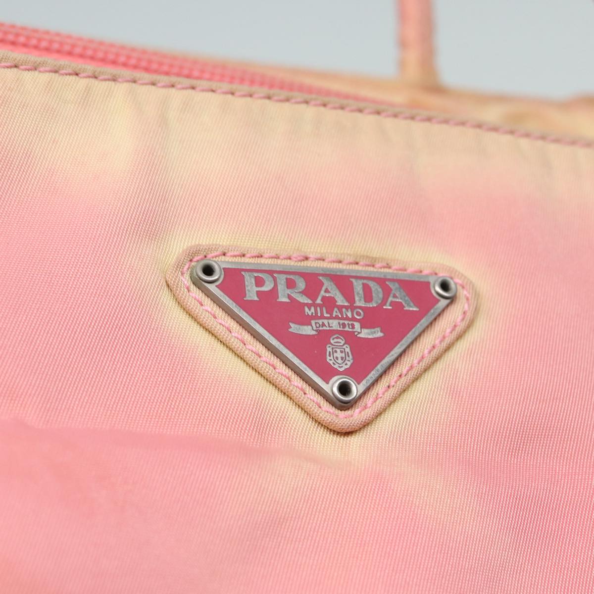 PRADA Hand Bag Nylon Pink Silver Auth 86444