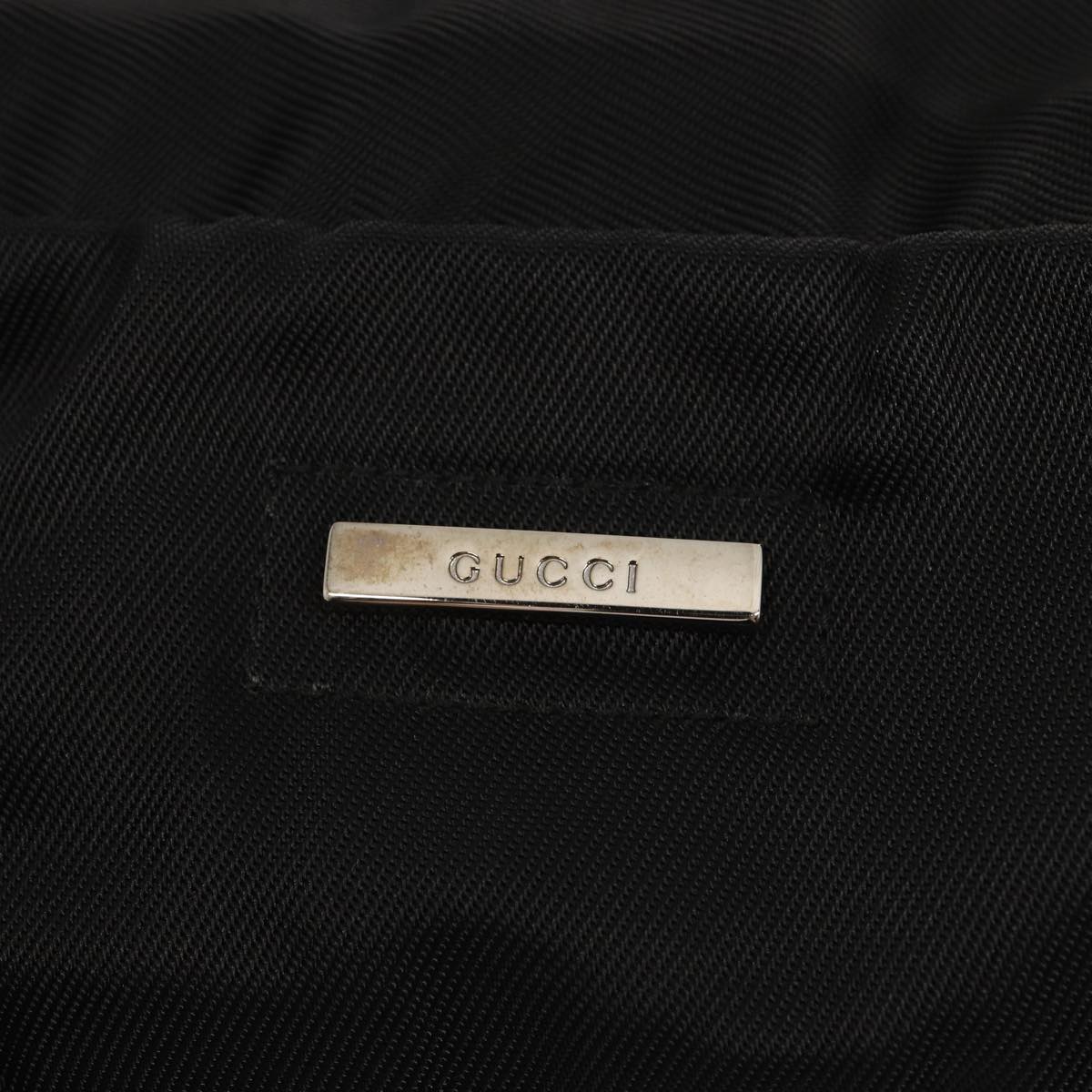 GUCCI Boston Bag Nylon Black Silver 012 0389 002058 Auth 86461