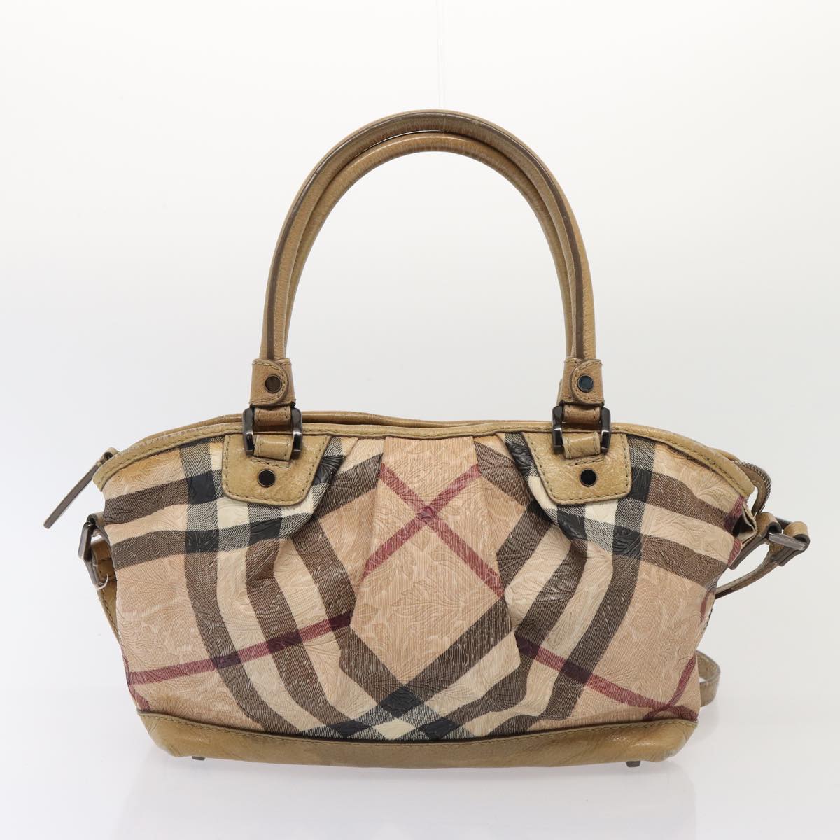 BURBERRY Nova Check Shoulder Bag Canvas 3Set Beige Brown Auth 86462