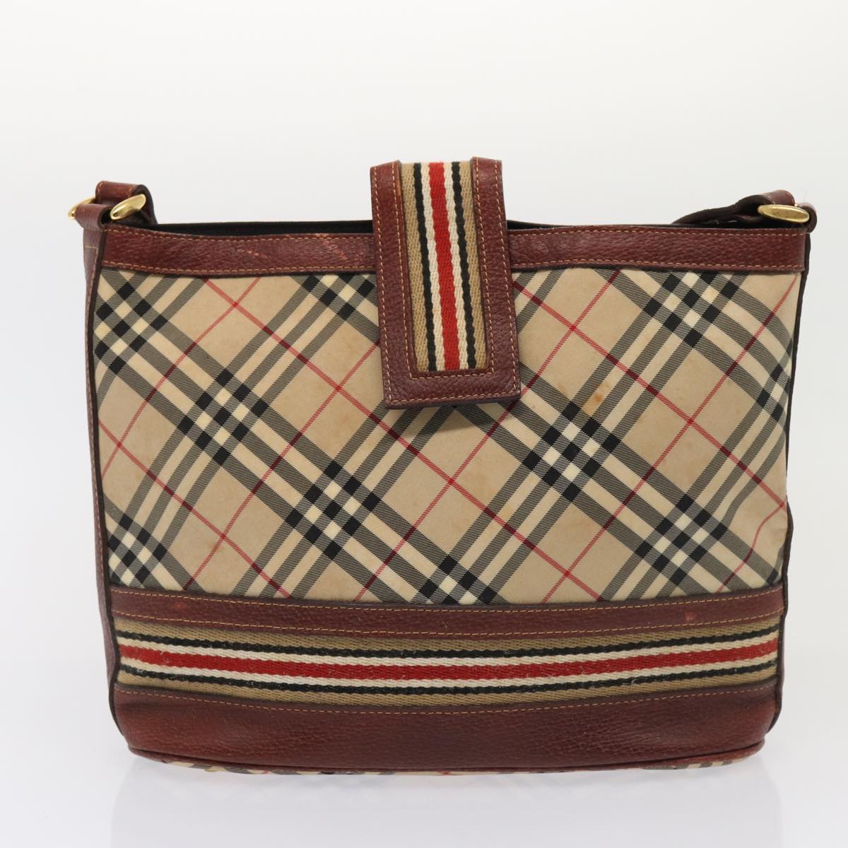 BURBERRY Nova Check Shoulder Bag Canvas 3Set Beige Brown Auth 86462