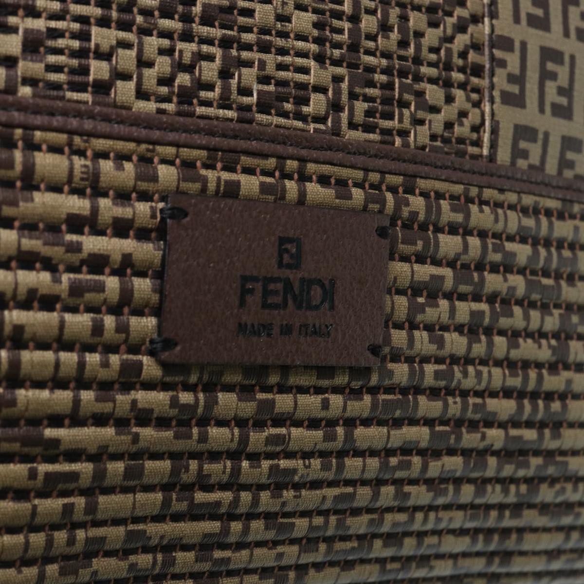 FENDI Zucchino Canvas Hand Bag Brown Auth 86480