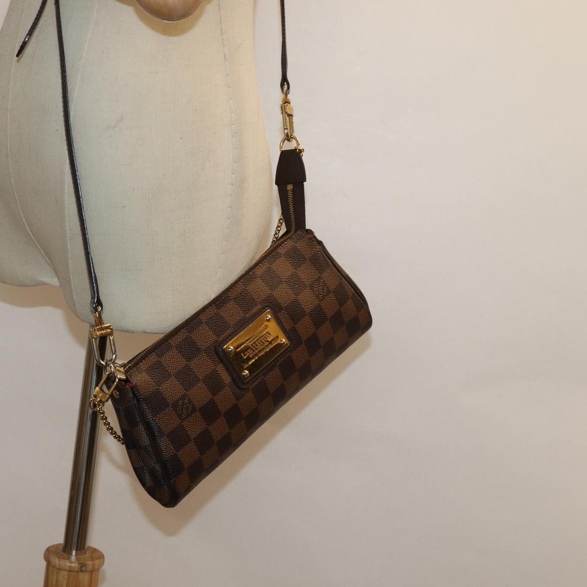 LOUIS VUITTON Damier Ebene Eva Shoulder Bag 2way N55213 LV Auth 86495