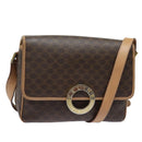 CELINE Macadam Canvas Shoulder Bag PVC Leather Brown Gold Auth 86522-1
